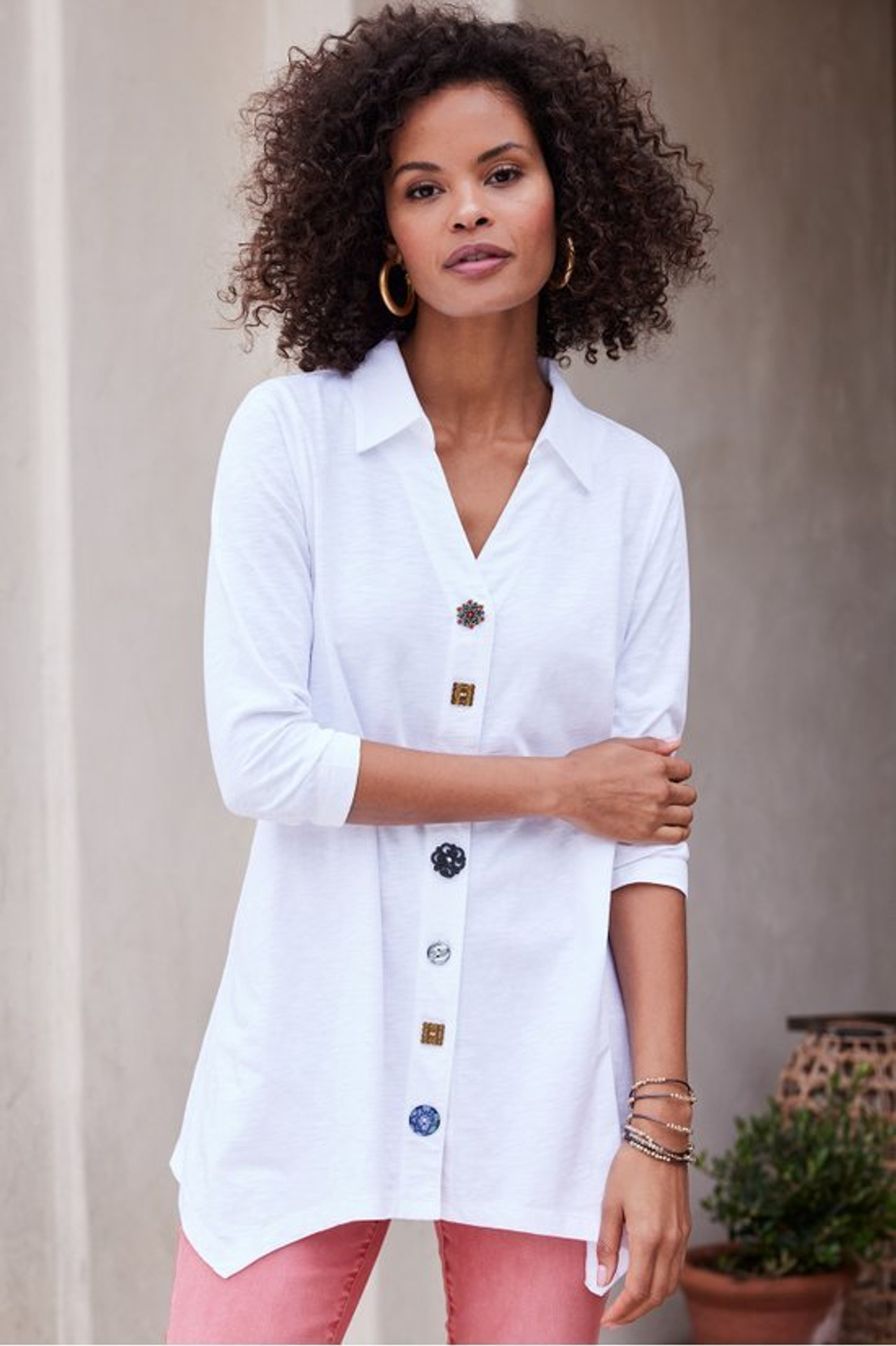 Danielle Button 3/4 Sleeve Tunic