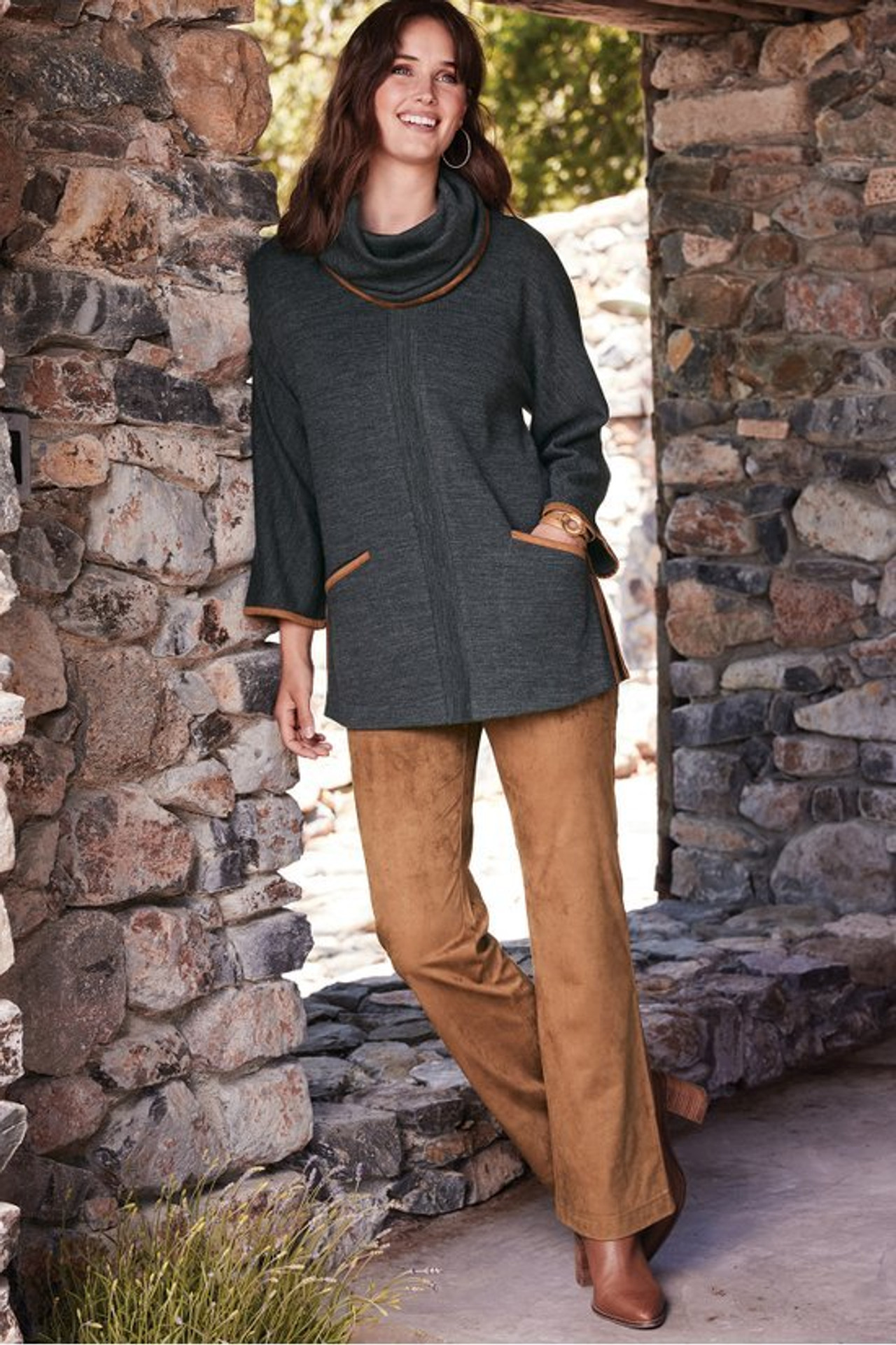 Faux Suede Bootcut Pants 2226