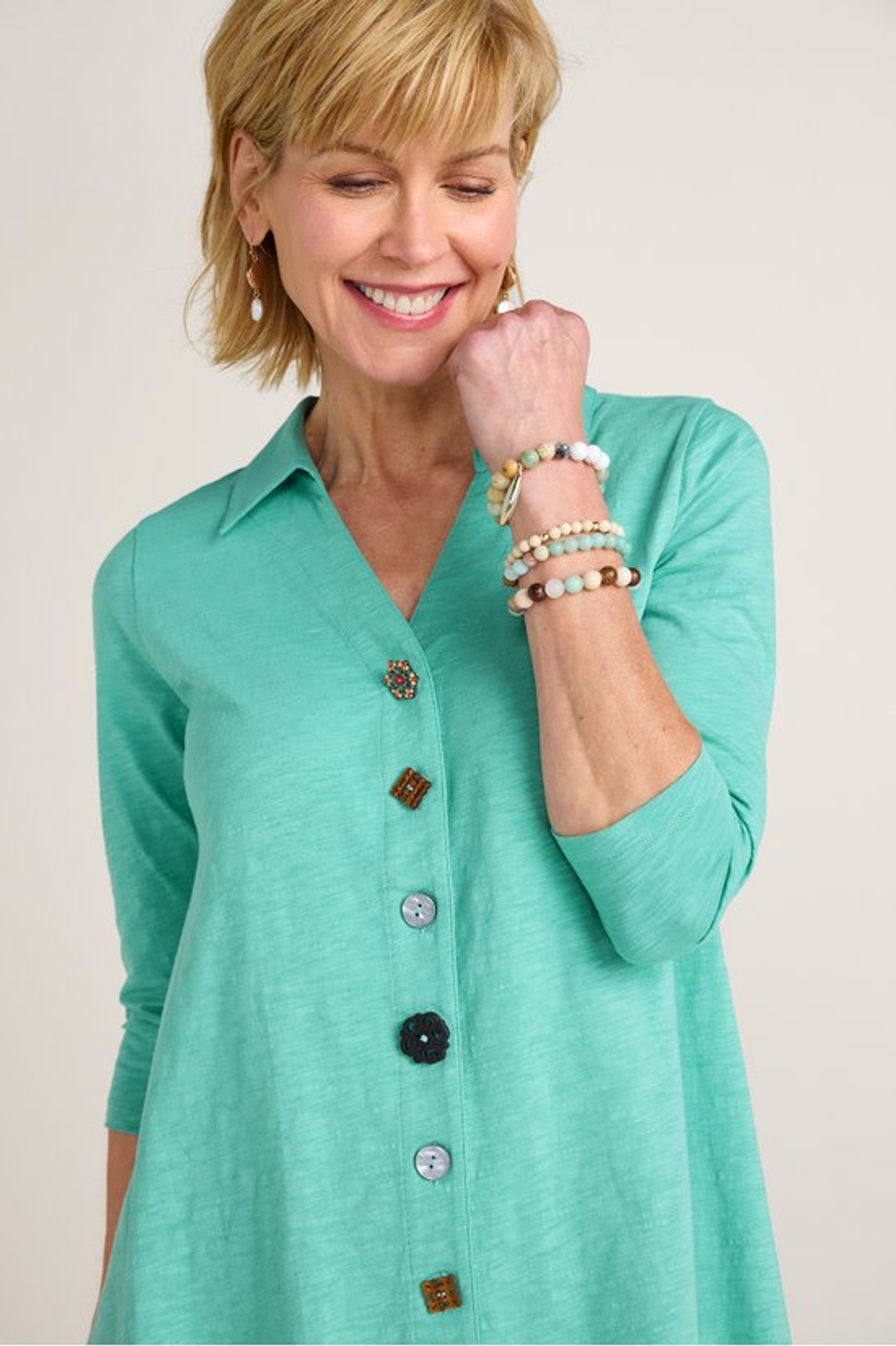 Danielle Button 3/4 Sleeve Tunic