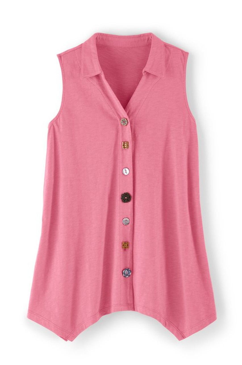 Danielle Button Sleeveless Tunic1253