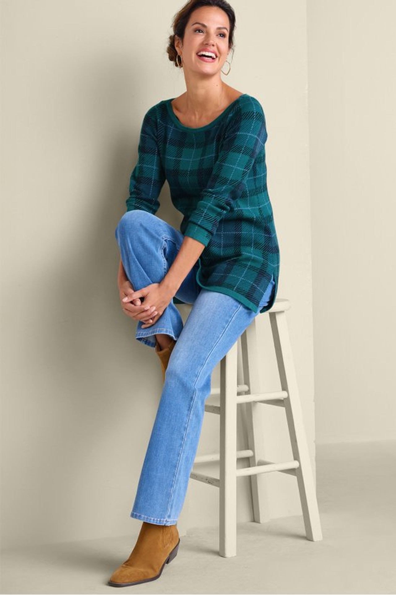 Janece Plaid Sweater Tunic