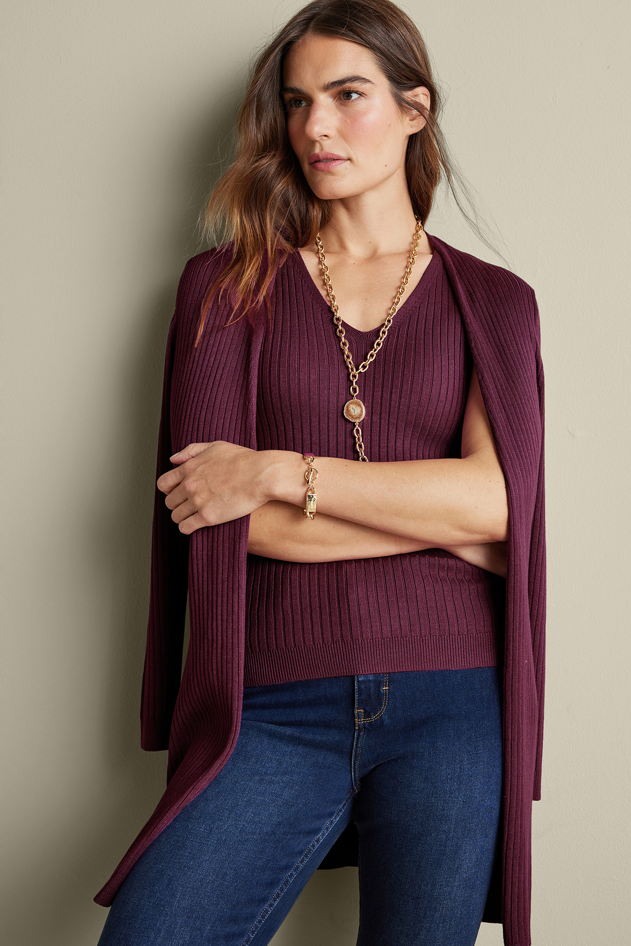 SoftEssential™ Ribbed Long Cardi1483