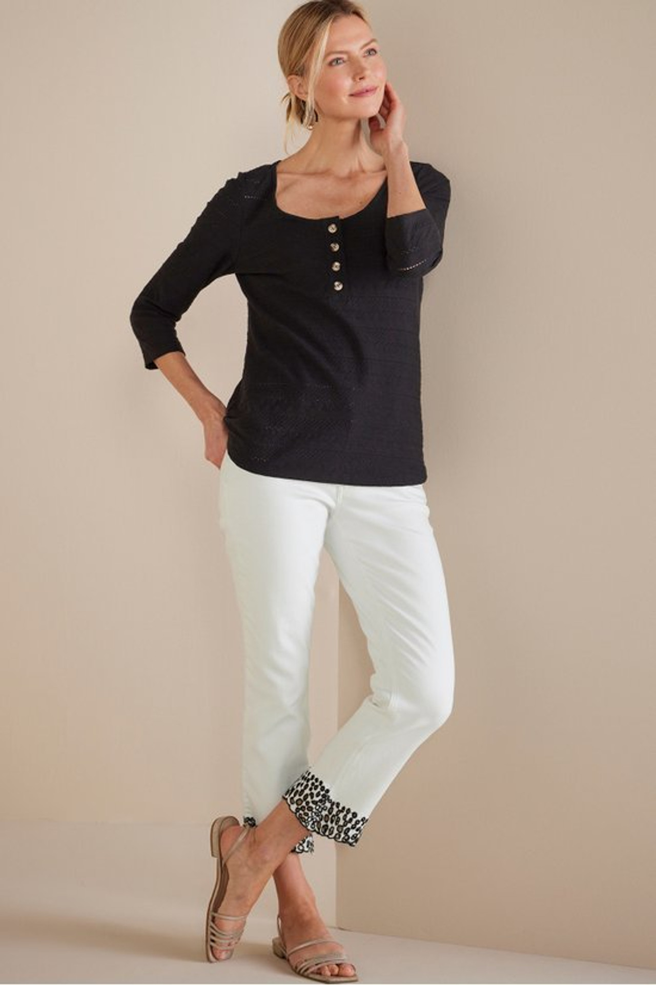 Solene Eyelet Denim Crop Jeans