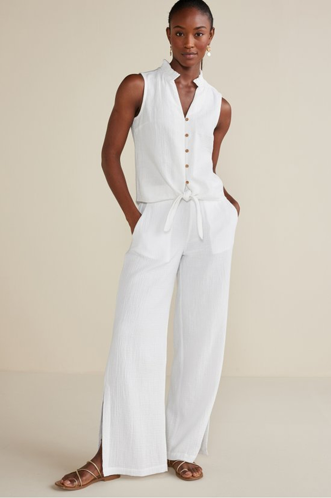 Khulani Wide Leg Gauze Pants