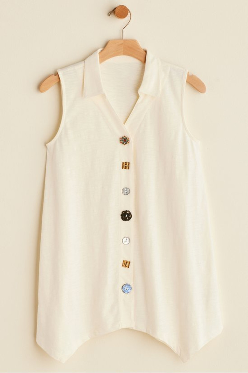 Danielle Button Sleeveless Tunic1253