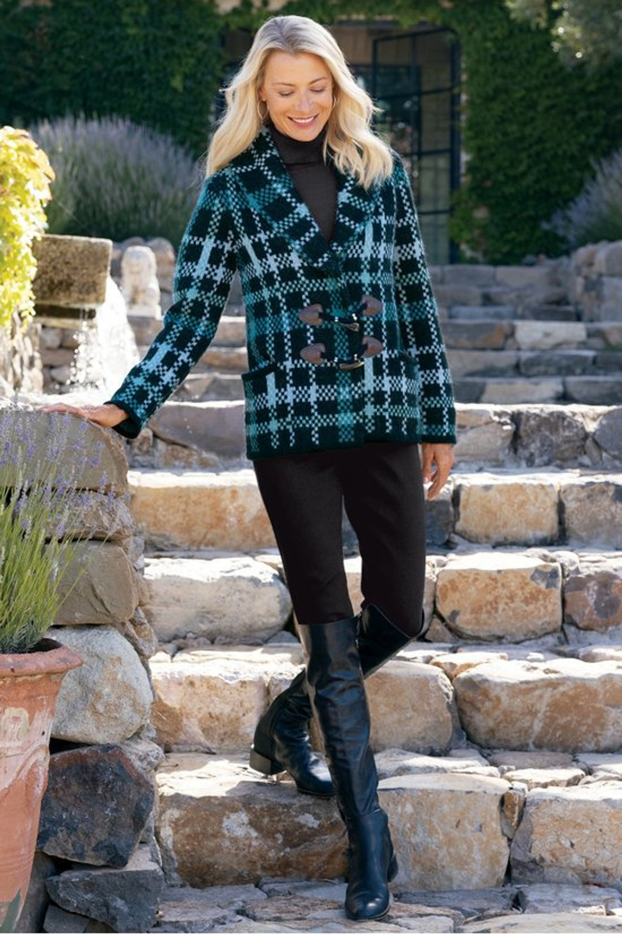 Alpine Plaid Sweater Coat
