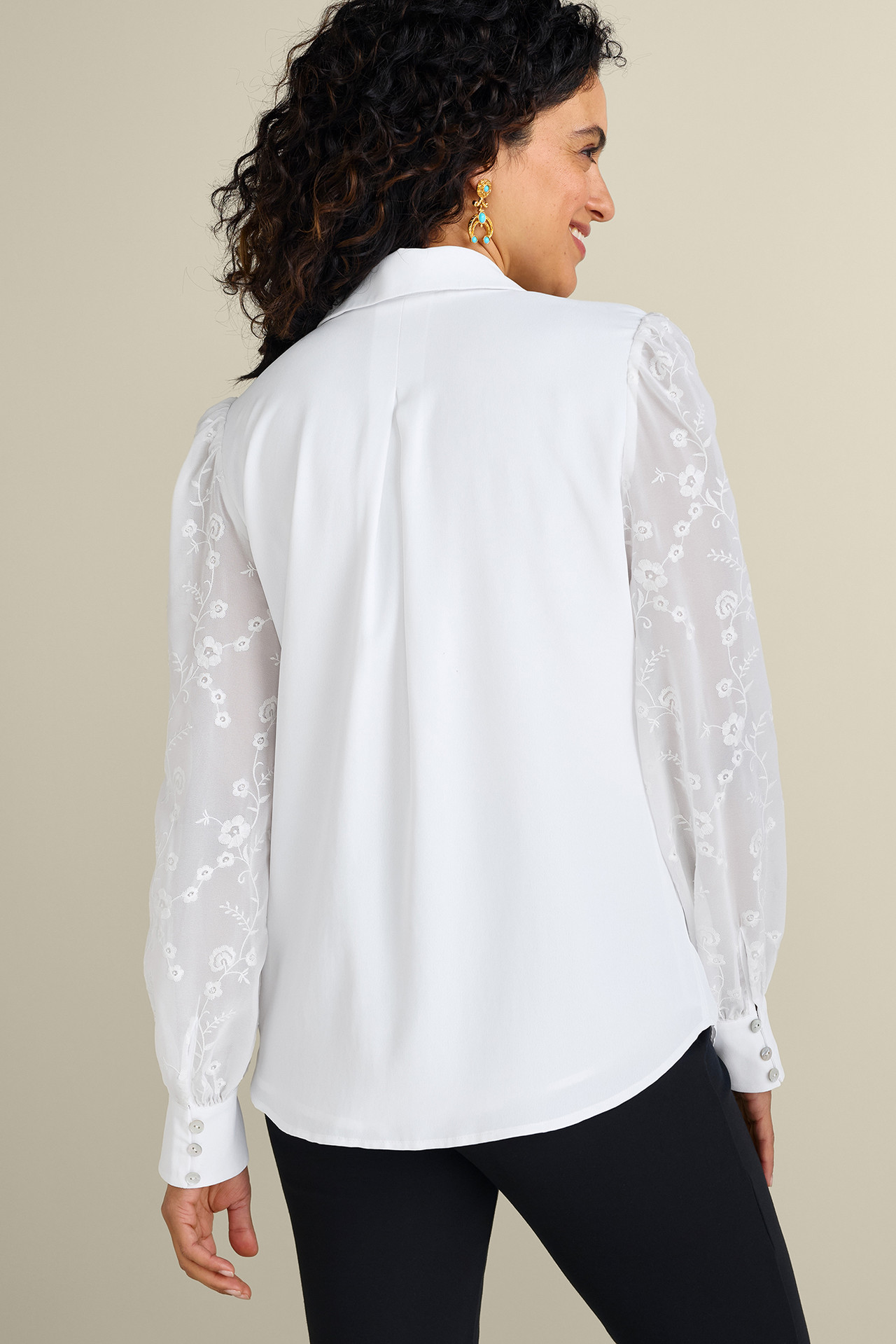 Calathea Embroidered Sleeve Shirt