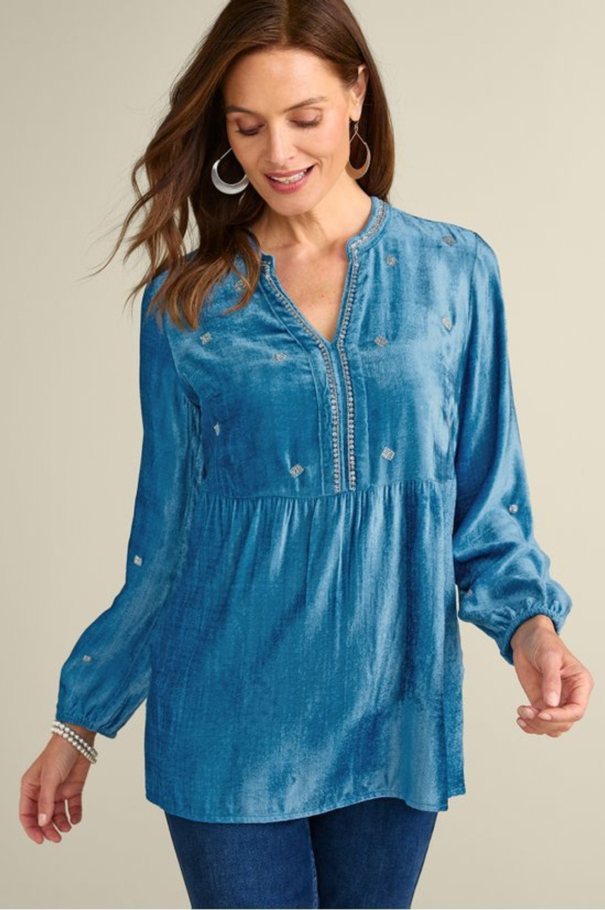 Verna Embellished Velvet Tunic
