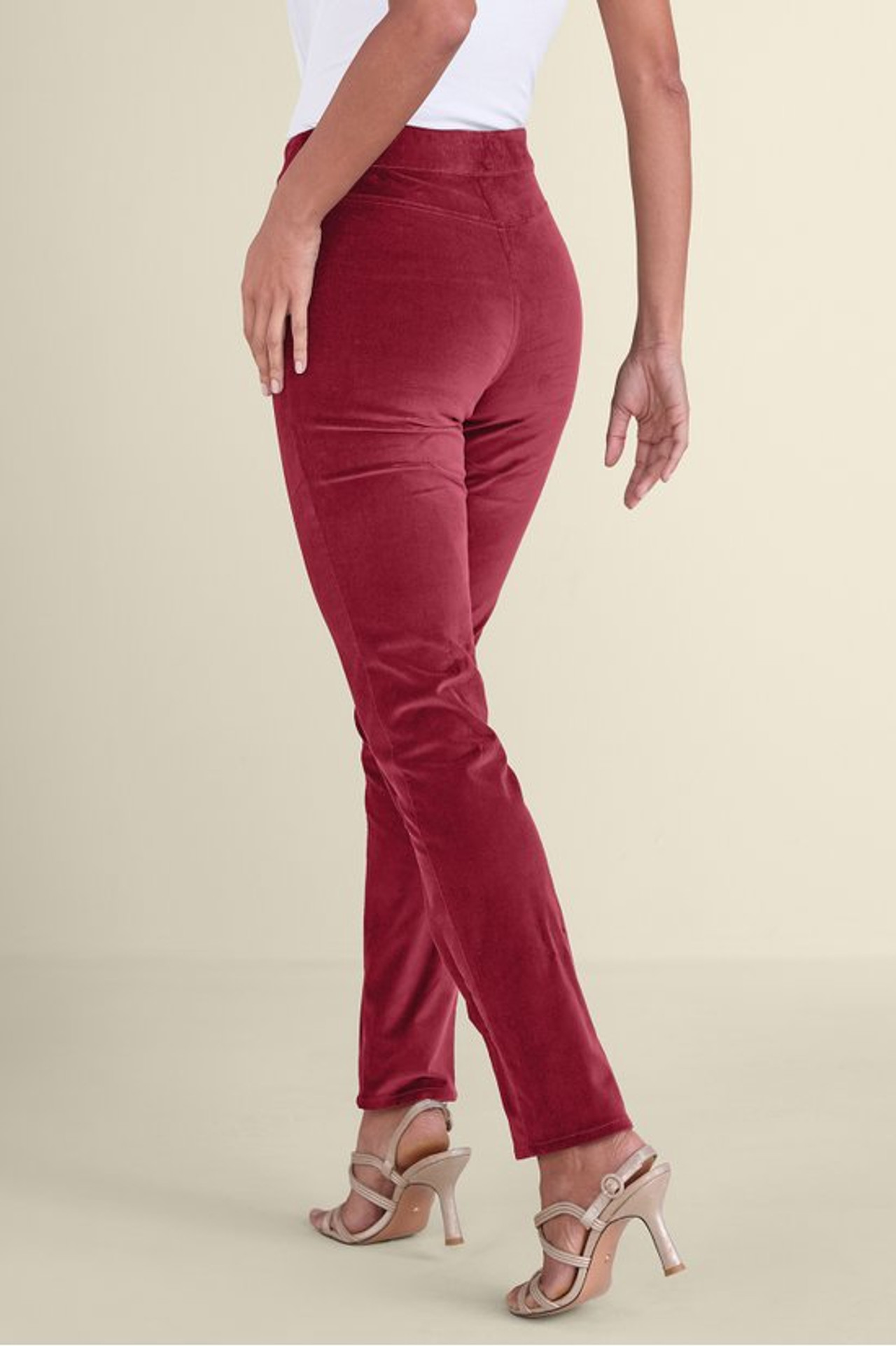 Sutton Velveteen Pull-On Slim Leg Pants