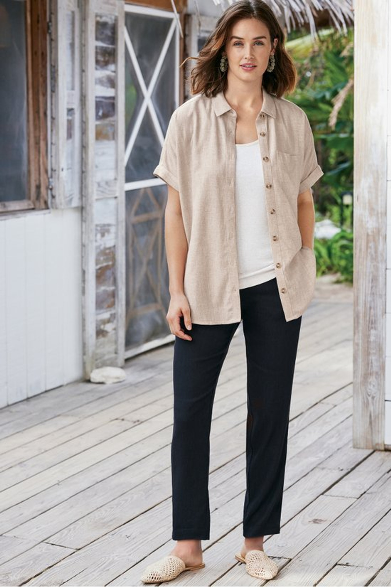 Isla Stretch Linen Slim Leg Pants
