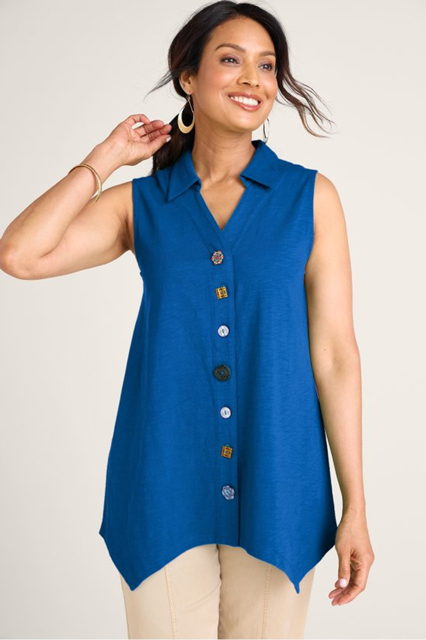 Danielle Button Sleeveless Tunic1253