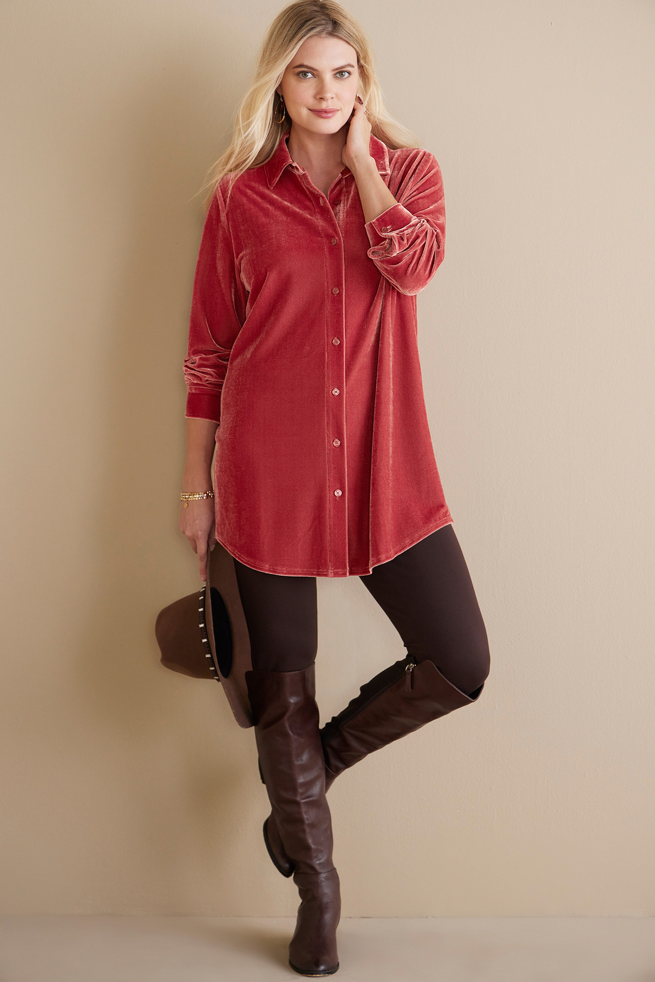 Velvet Boyfriend Tunic Shirt1479