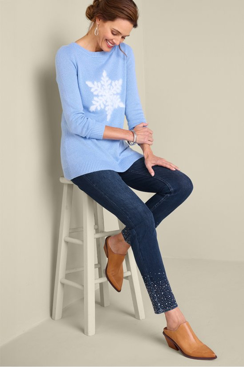 Ultimate Denim Crystal Pull-On Slim Leg Jeans