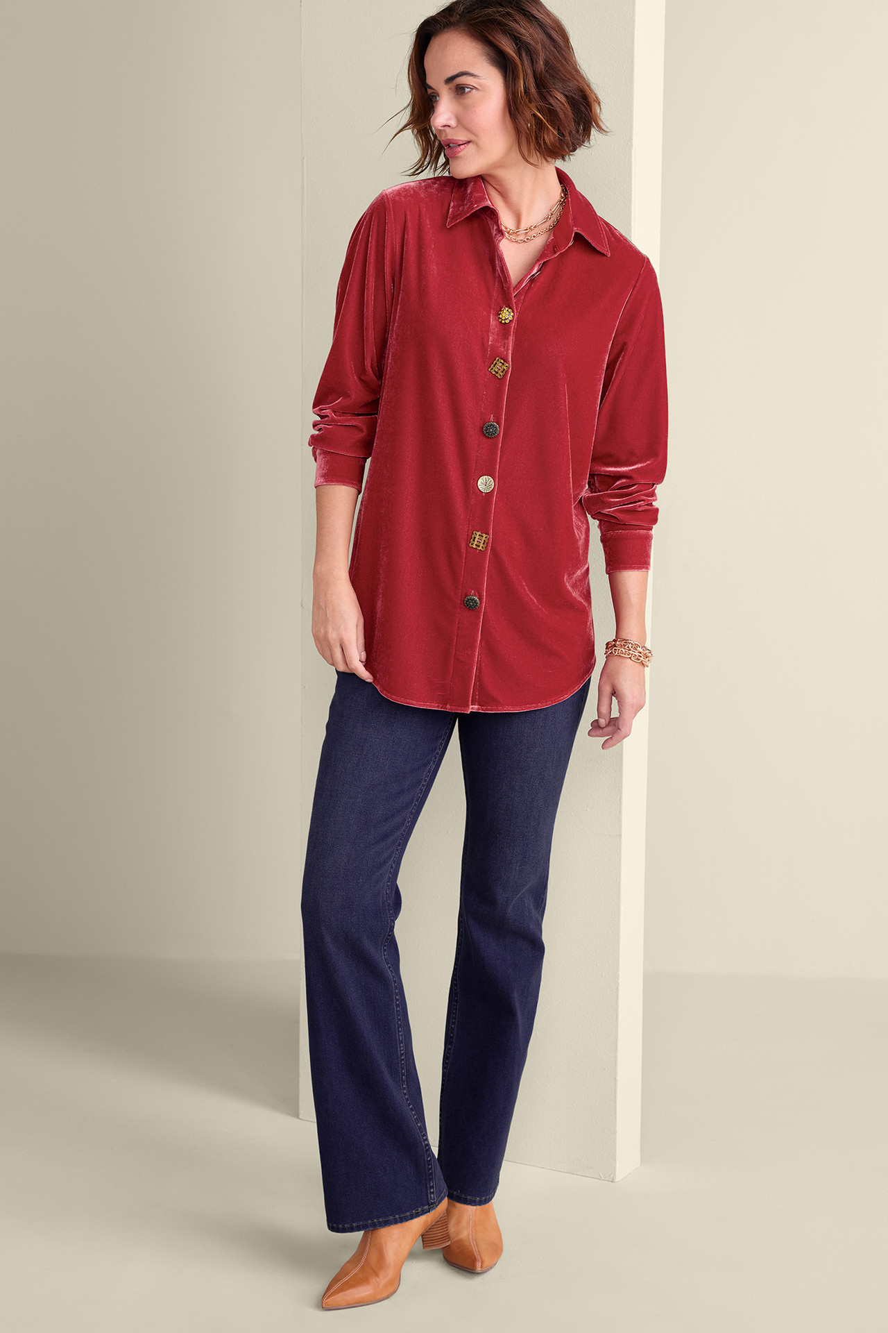 Filigree Velvet Boyfriend Shirt