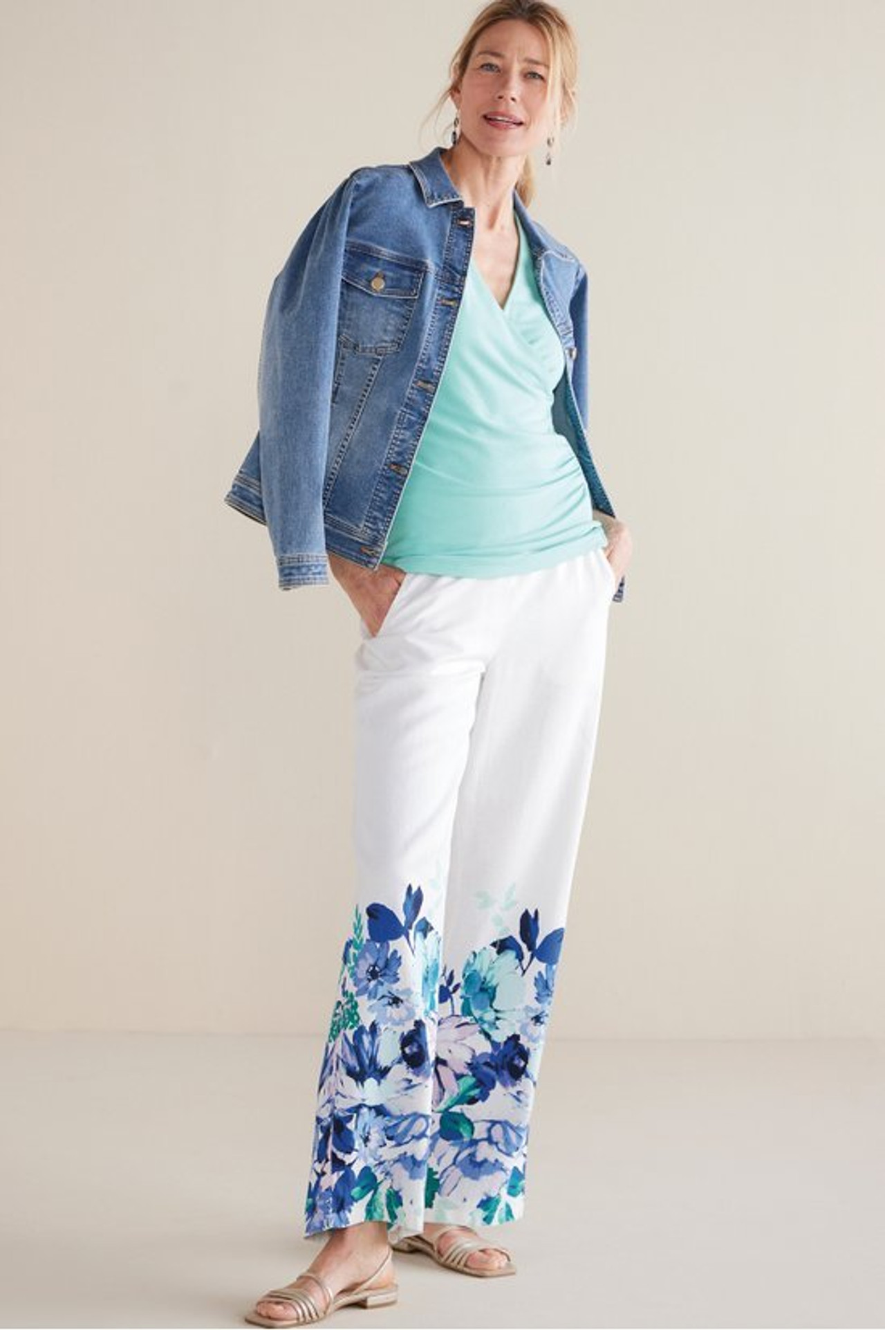 Ronna Linen Blend Wide Leg Pants