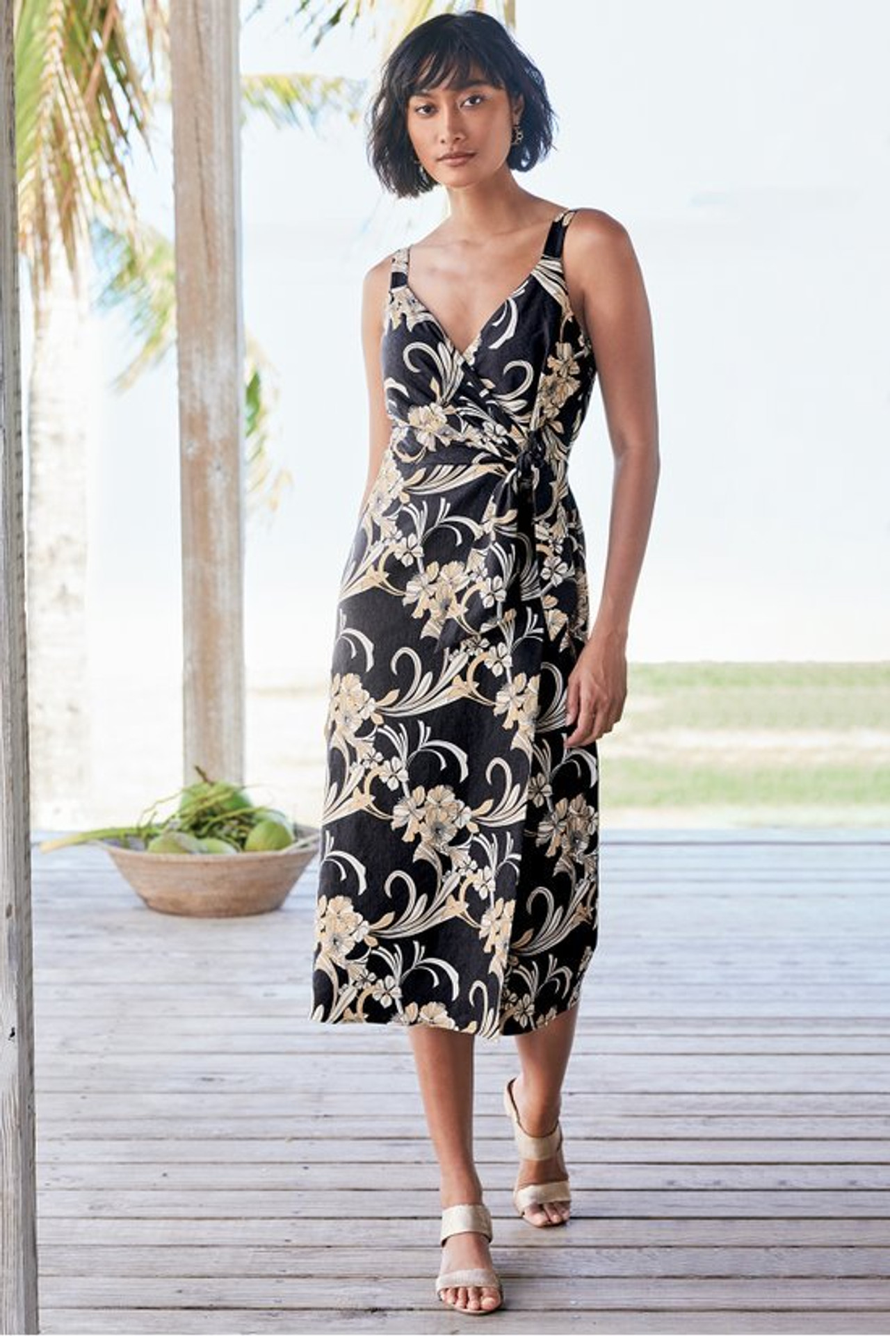 Isla Stretch Linen Midi Dress