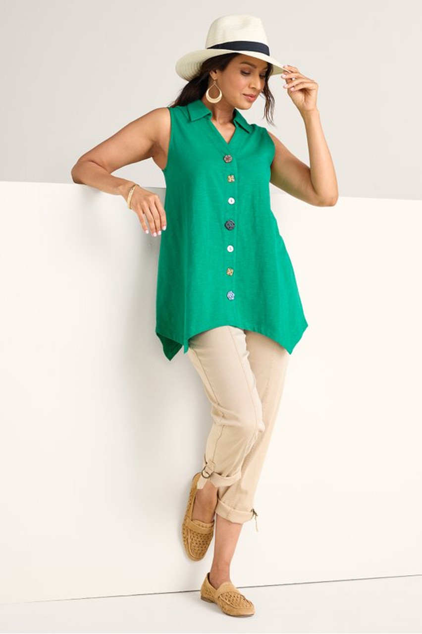 Danielle Button Sleeveless Tunic1253