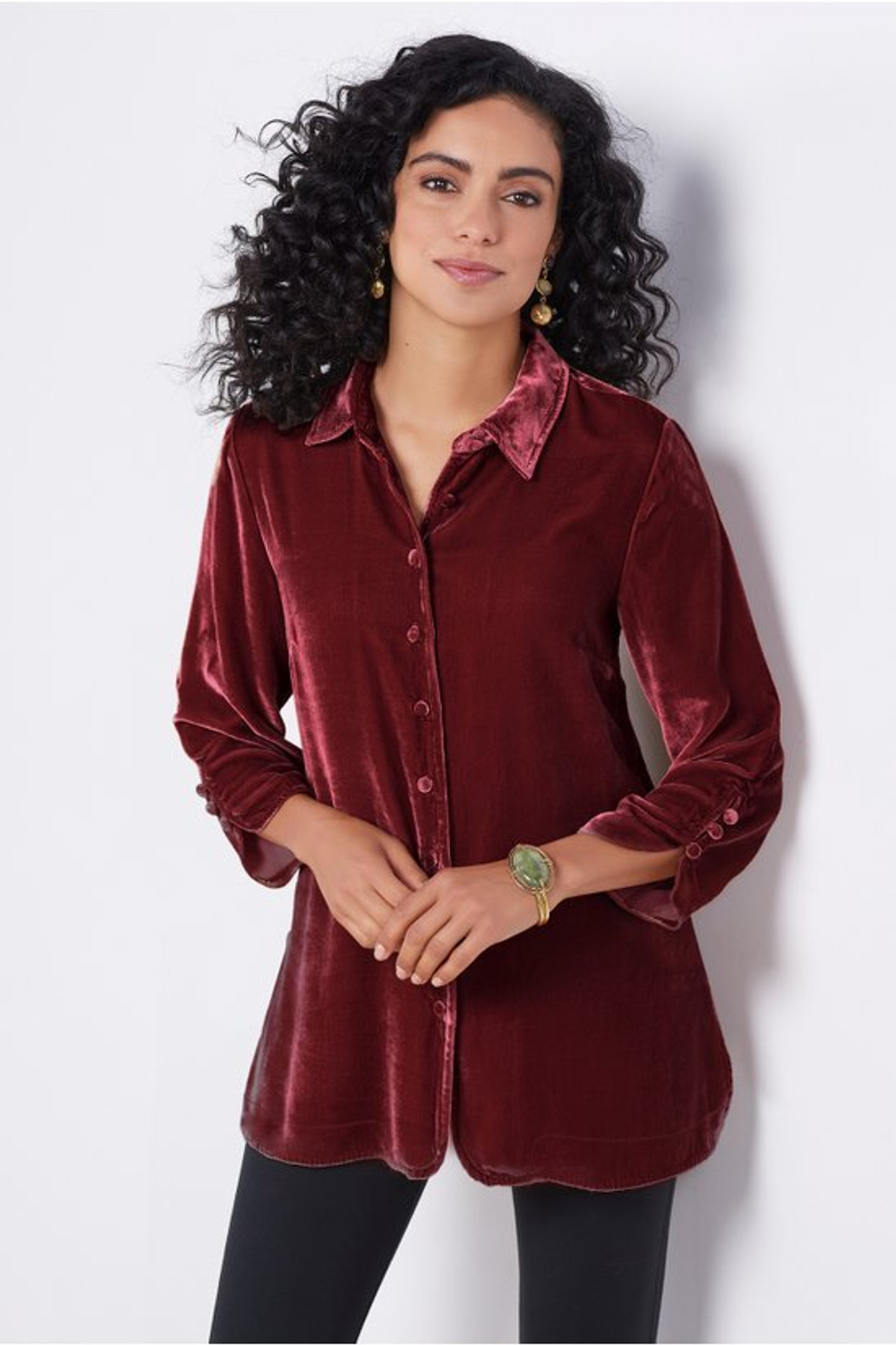 Icon Silk Velvet Poets Tunic Shirt