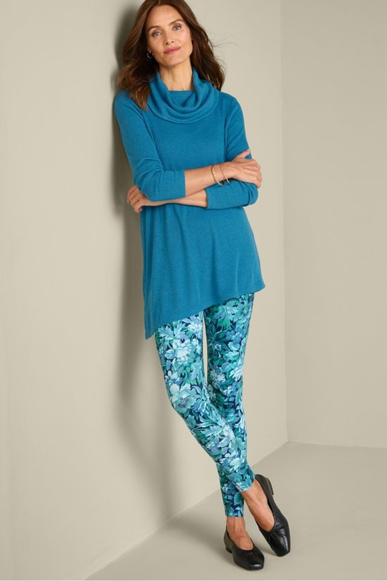 Kayla Rib Knit Cowl Neck Tunic