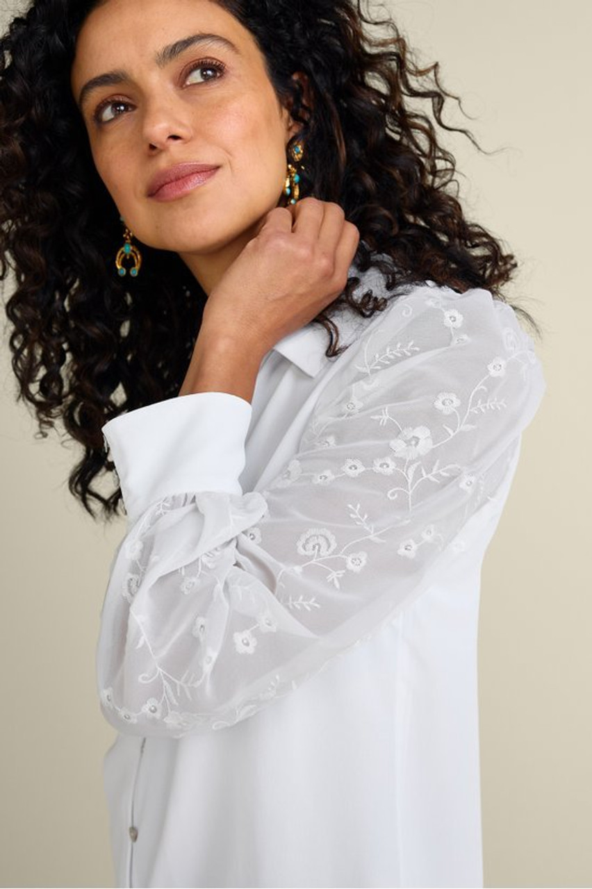 Calathea Embroidered Sleeve Shirt