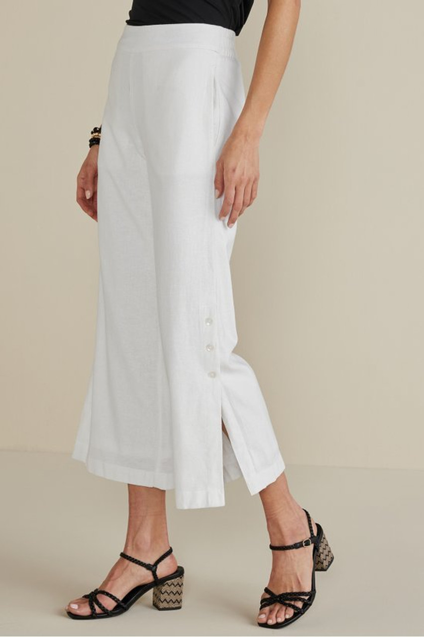 Catania Linen Blend Wide Leg Crop Pants