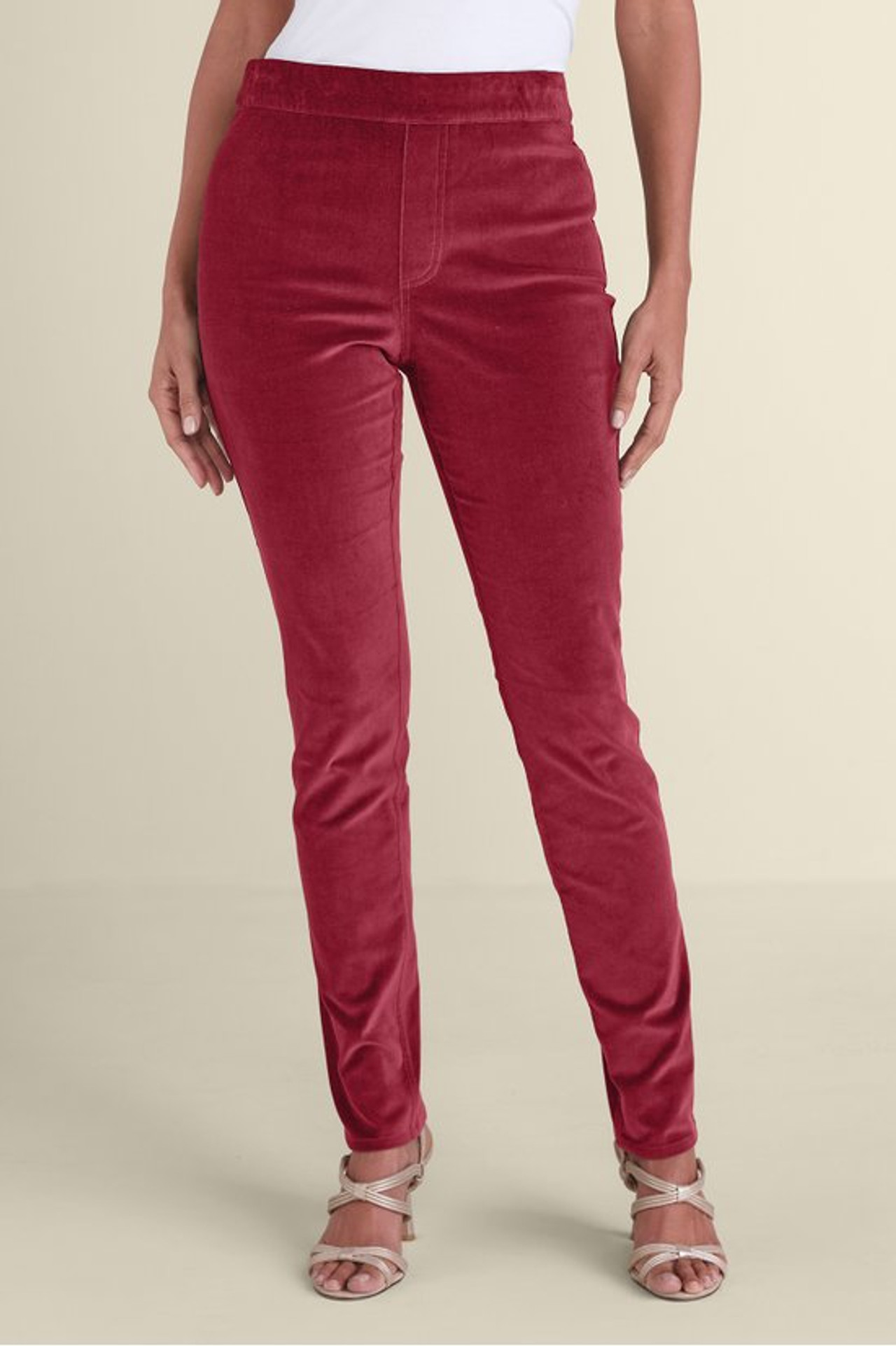 Sutton Velveteen Pull-On Slim Leg Pants