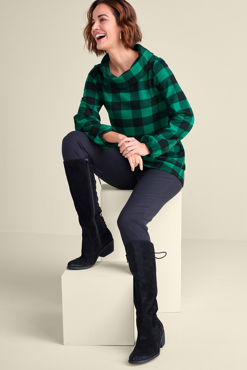 Plaid Perfection Cowl Neck Tunic