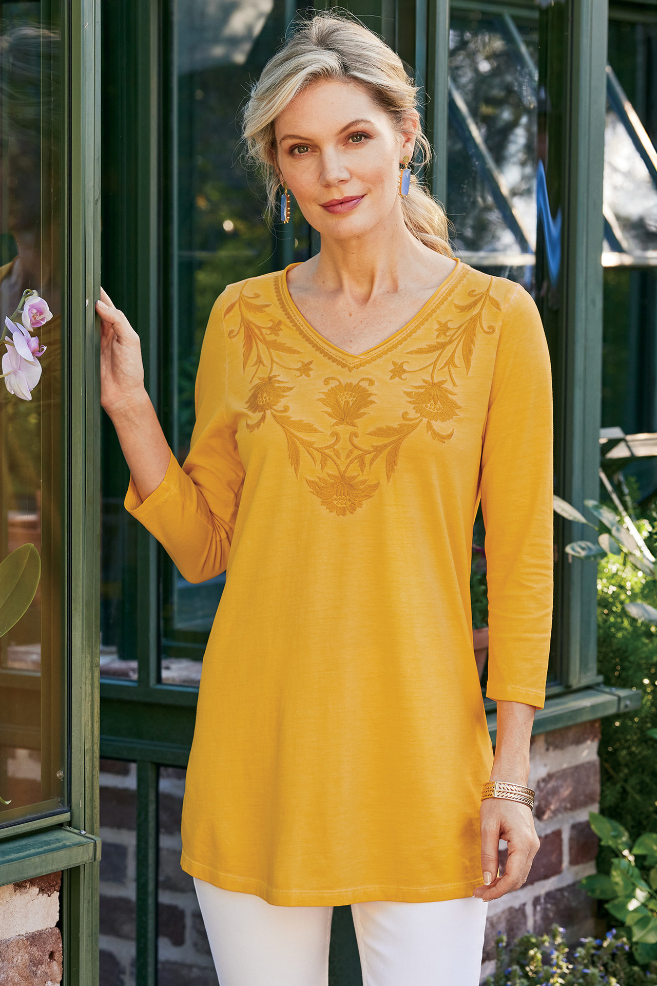 Orelia Embroidered Knit Tunic