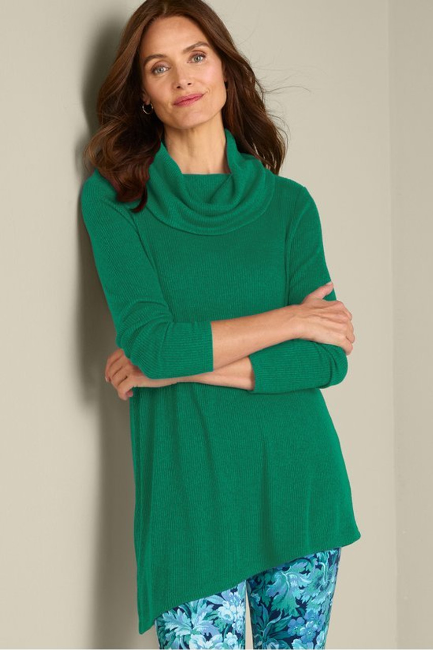 Kayla Rib Knit Cowl Neck Tunic