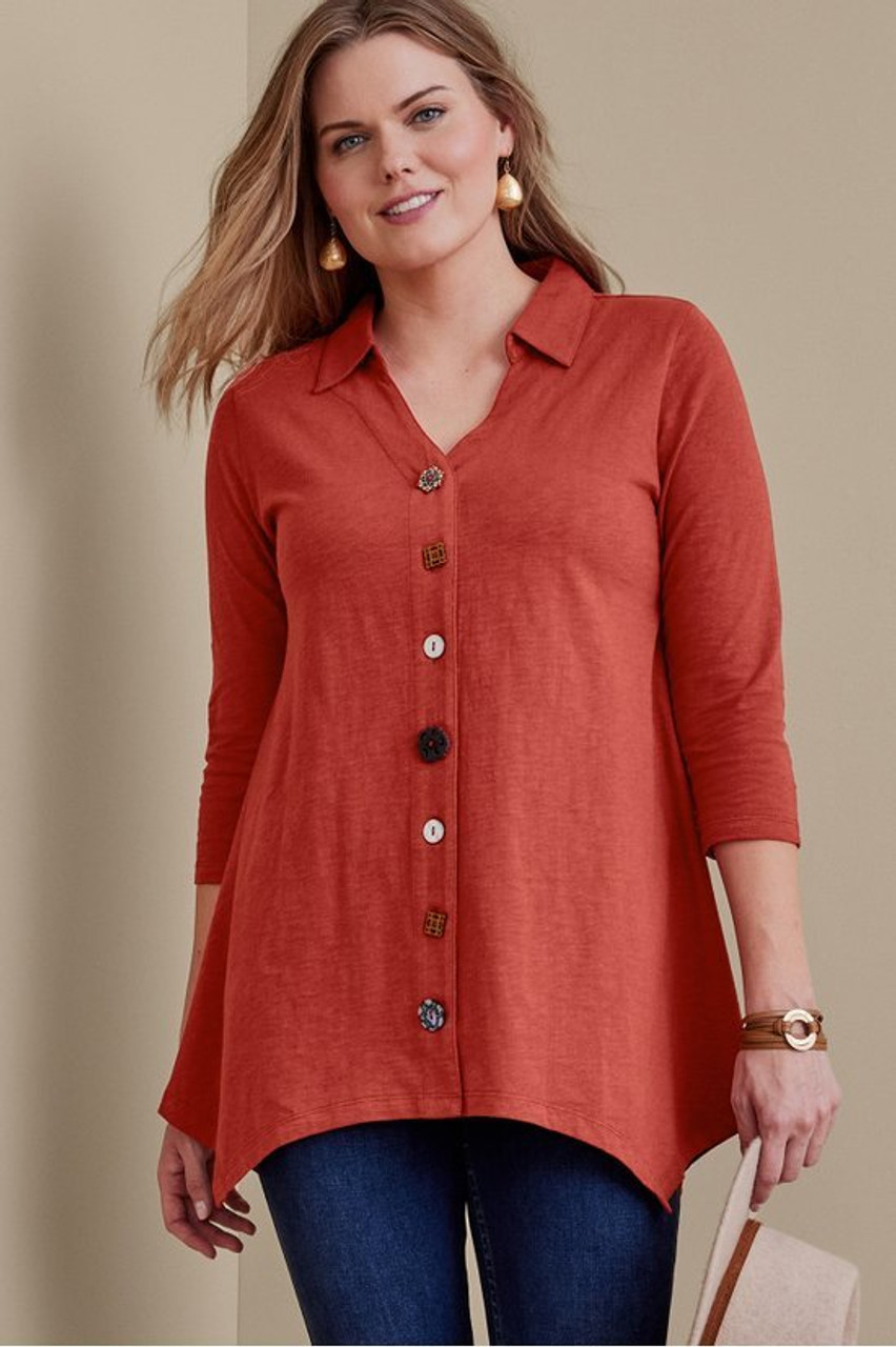 Danielle Button 3/4 Sleeve Tunic