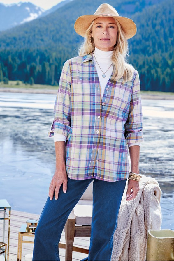 Janine Plaid Button-Front Tunic