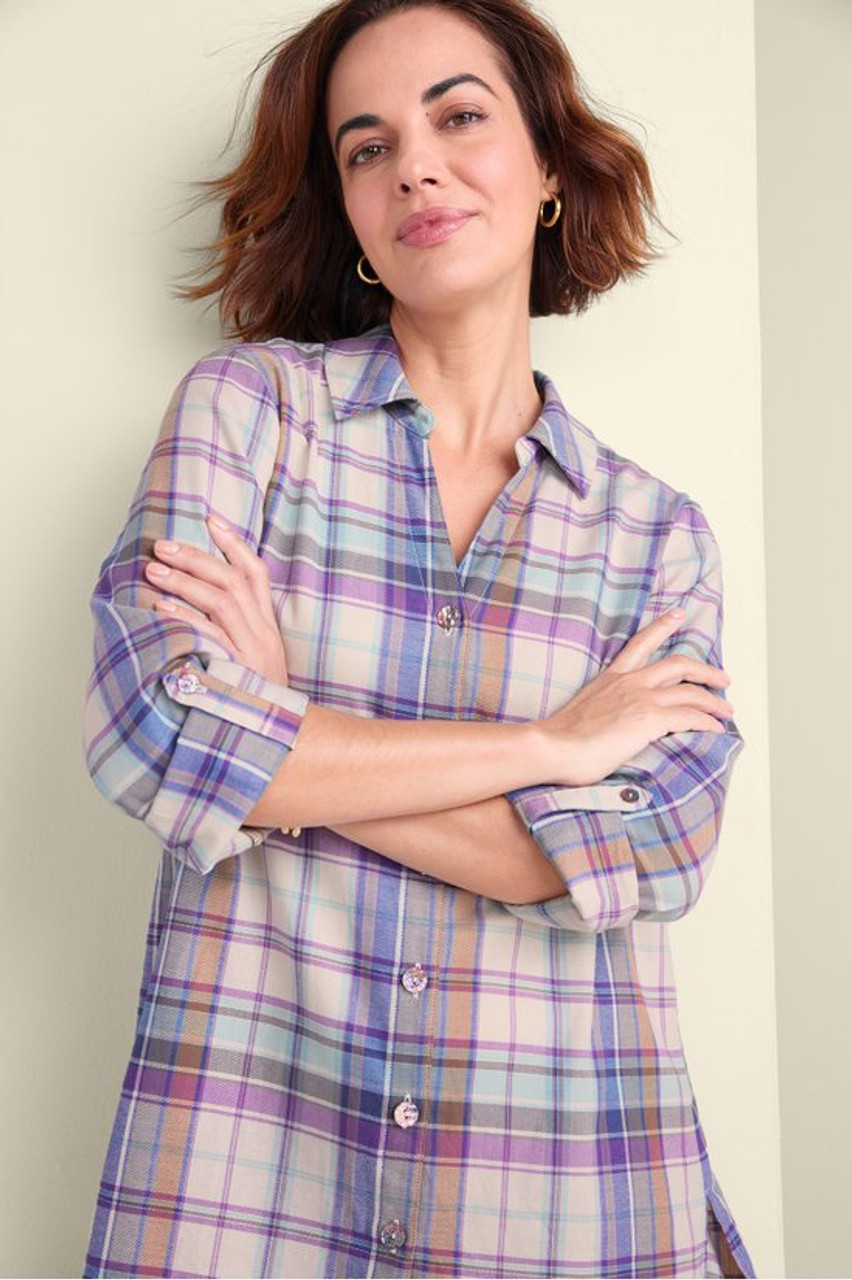 Janine Plaid Button-Front Tunic