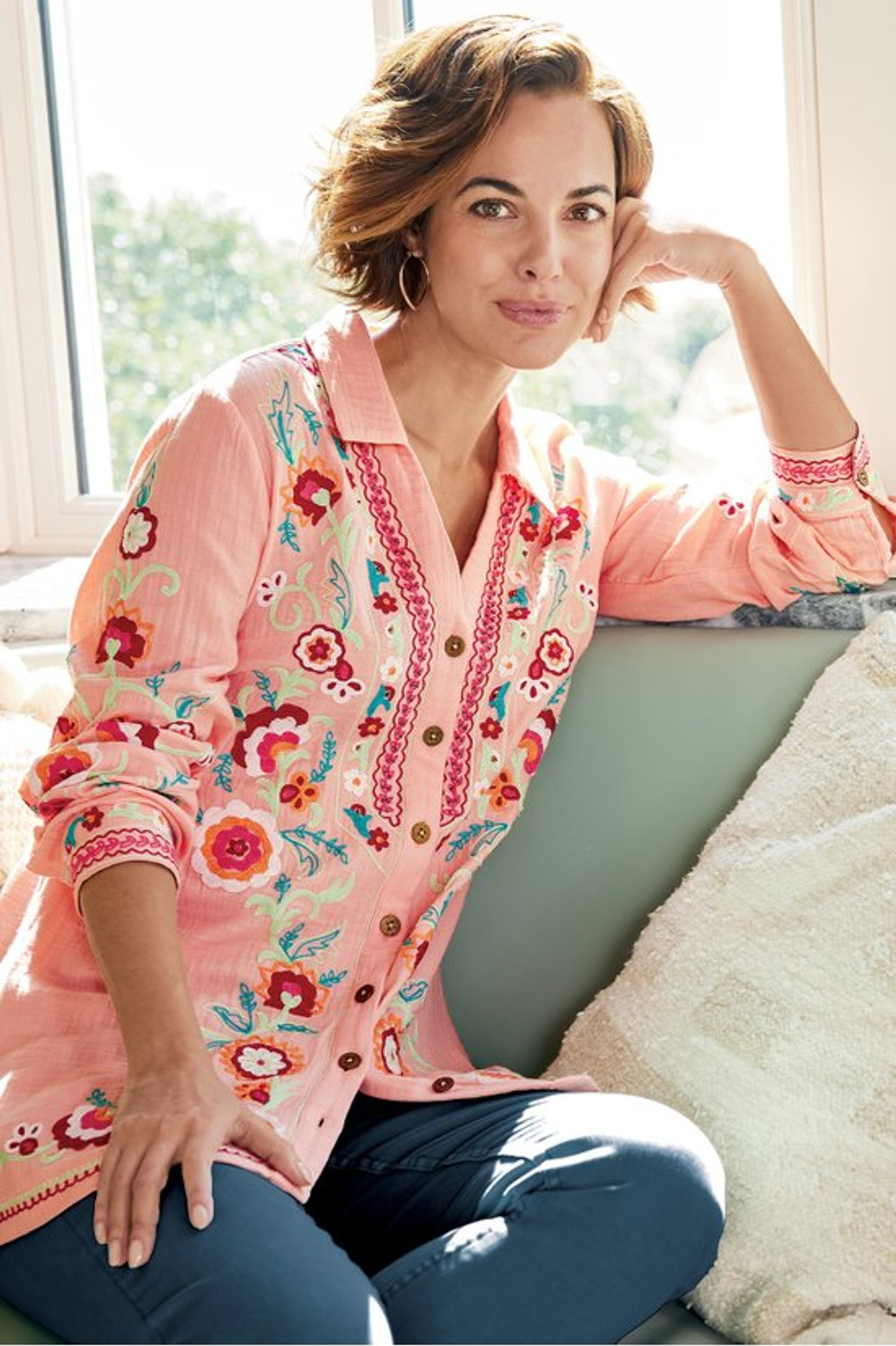 Alessia Embroidered Gauze Tunic
