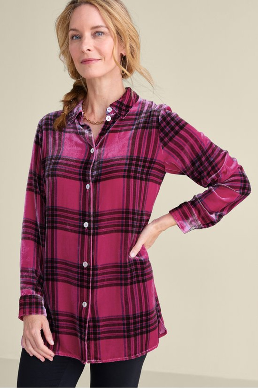 Maize Plaid Velvet Tunic