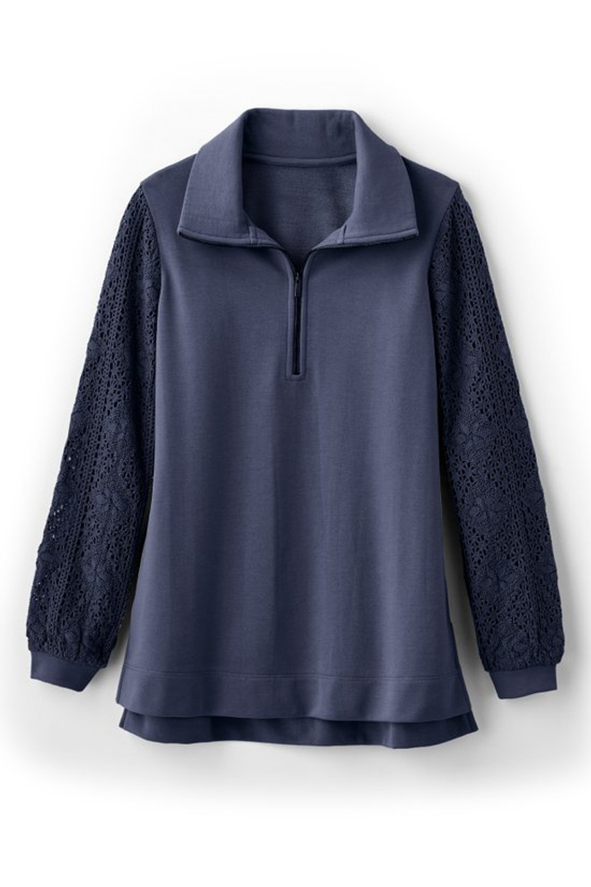 Crochet Sleeve French Terry Tunic