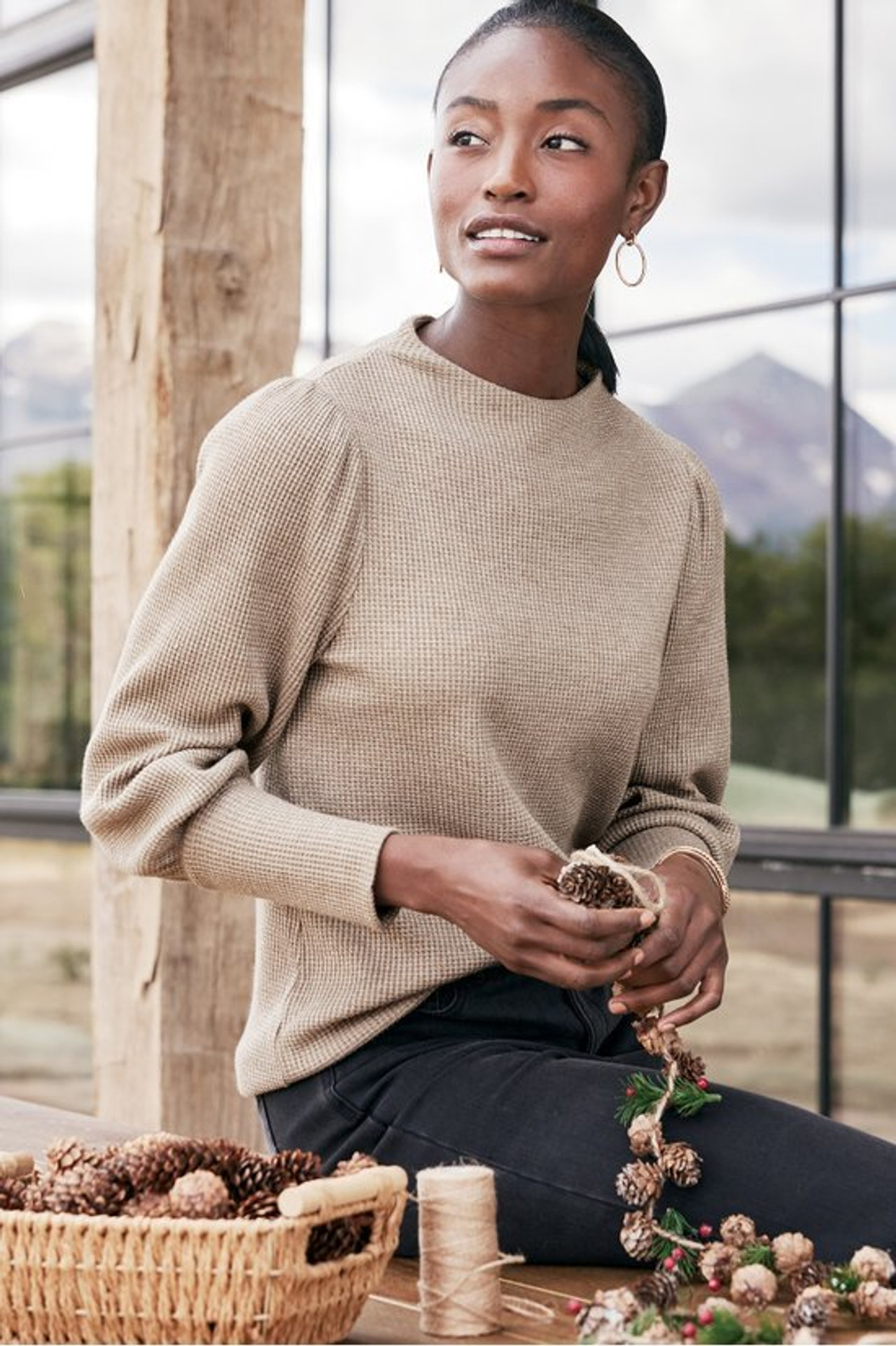 Melina Waffle Pullover