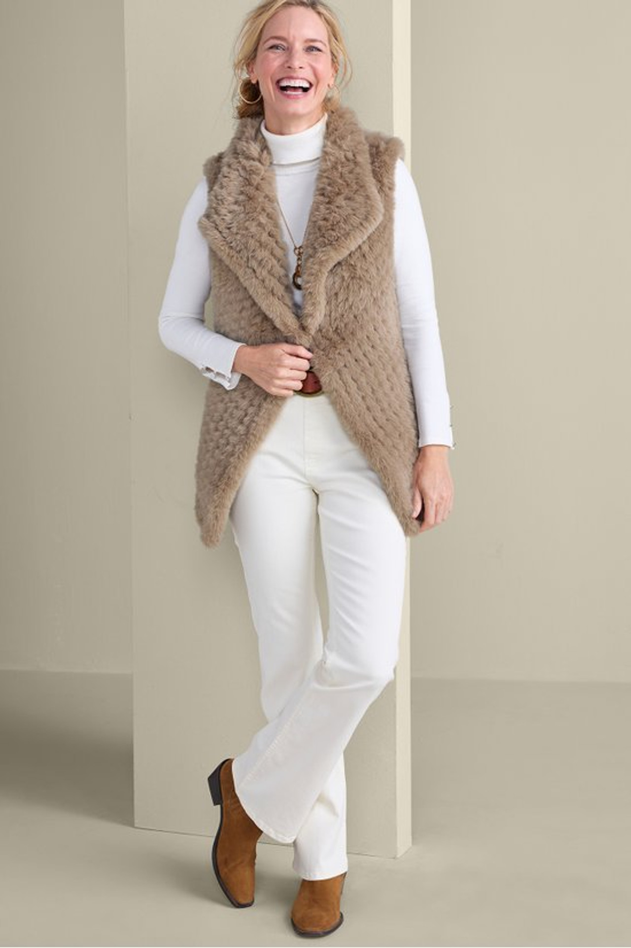 Faux Fur Draped Vest