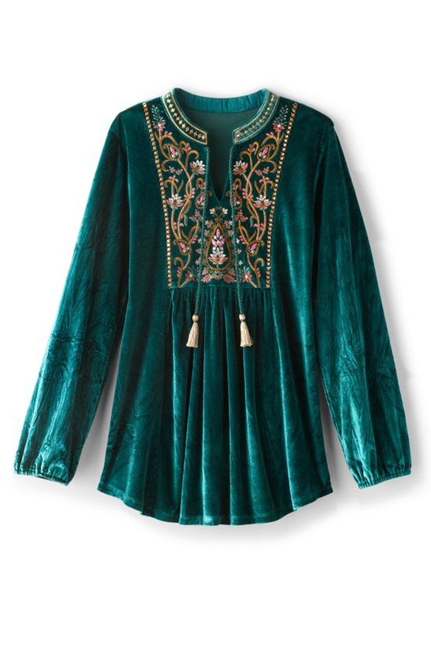 Ashanti Embellished Velvet Tunic