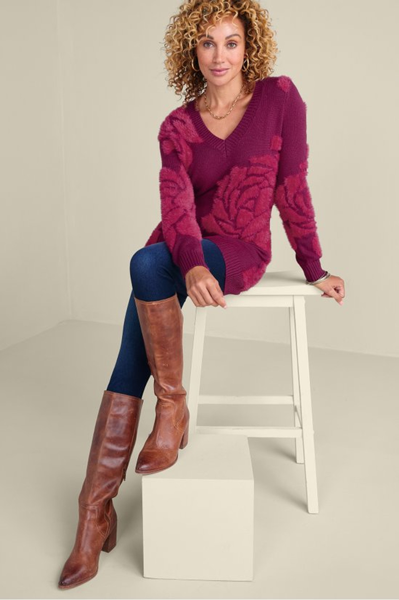 Isadora Eyelash Floral Sweater