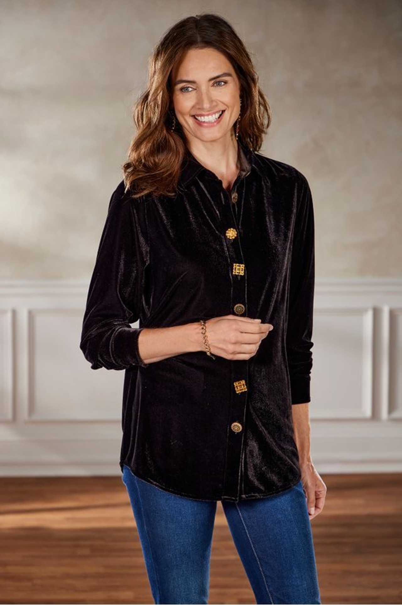 Filigree Velvet Boyfriend Shirt