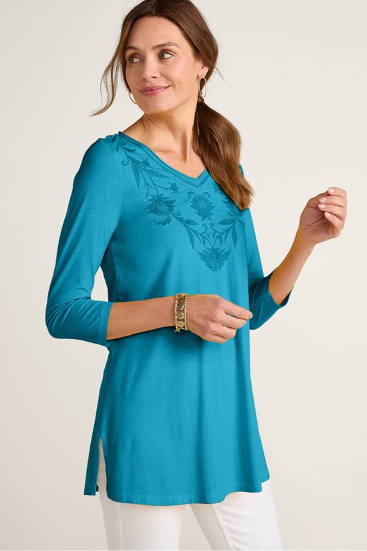 Orelia Embroidered Knit Tunic