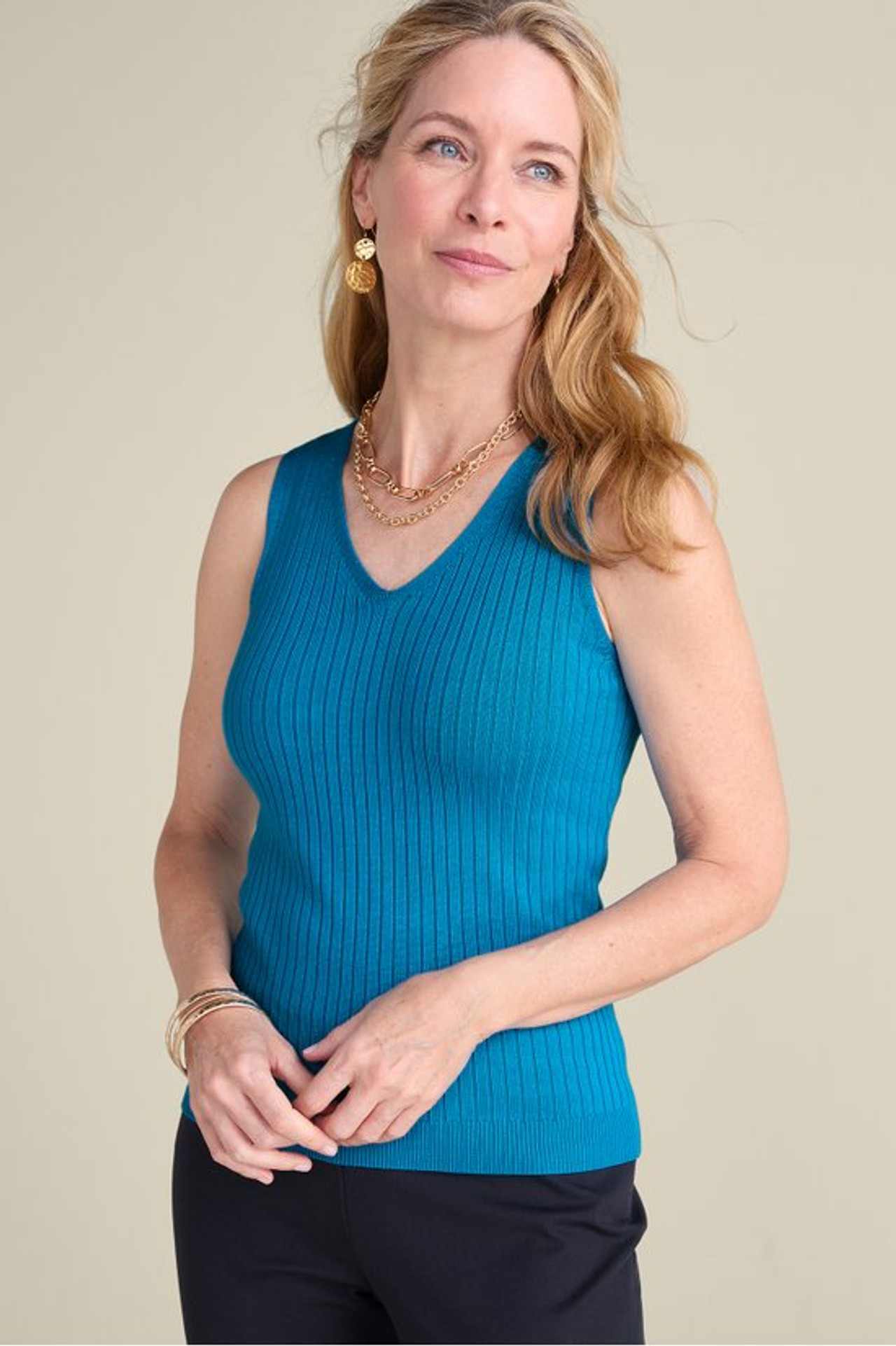 SoftEssential™ Ribbed Sweater Tank   2242