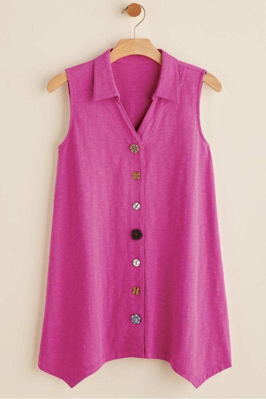 Danielle Button Sleeveless Tunic1253