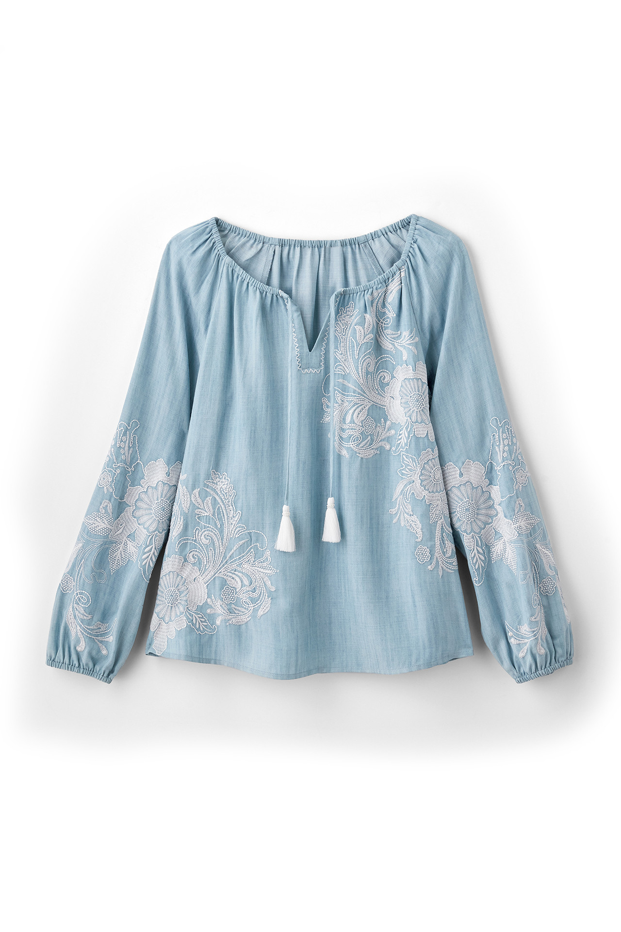 Diya Embroidered TENCEL™ Peasant Top