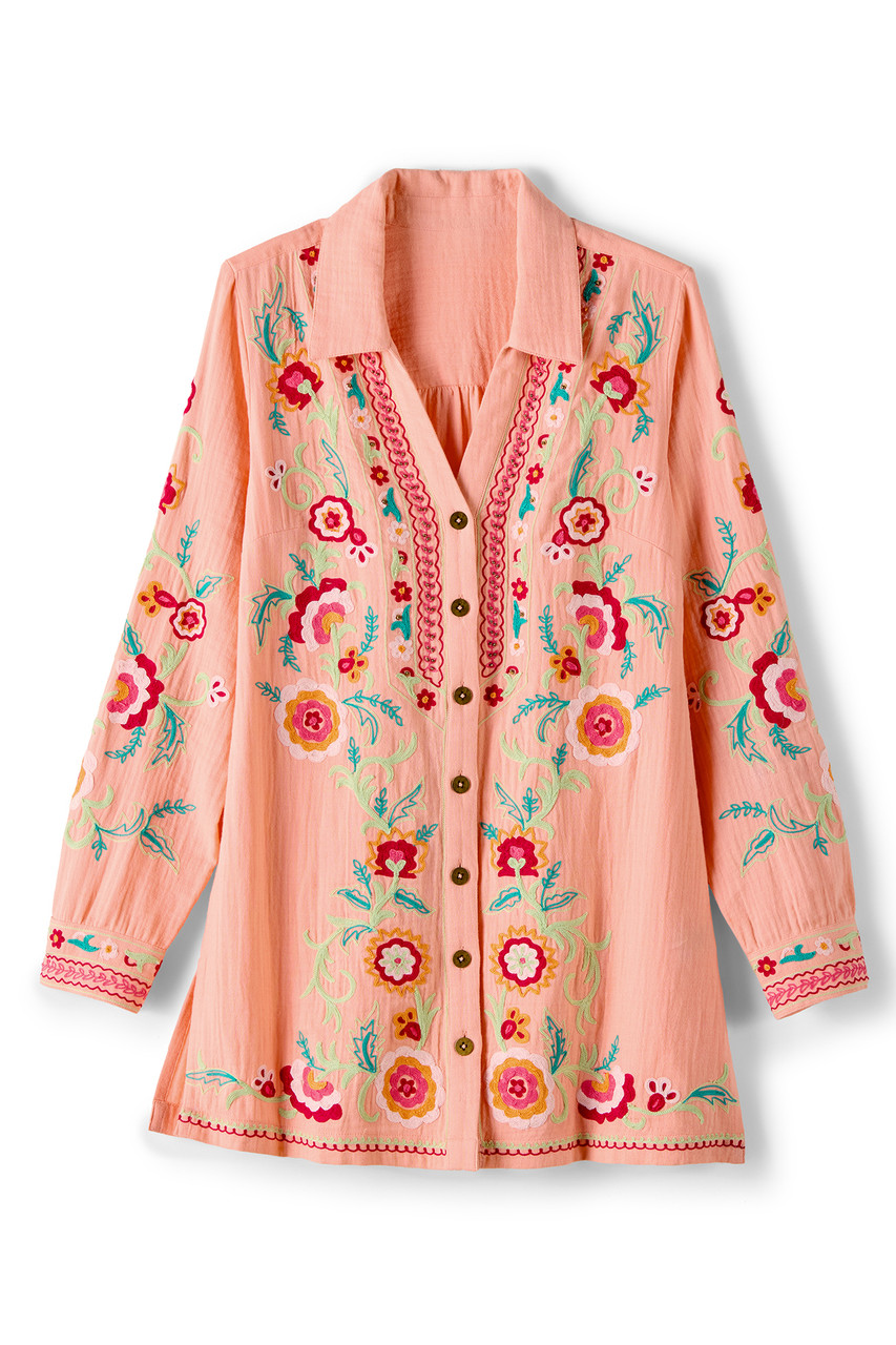 Alessia Embroidered Gauze Tunic