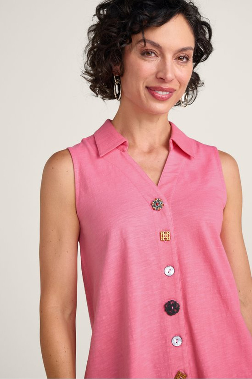 Danielle Button Sleeveless Tunic1253