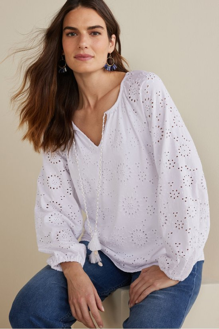 Rhiannon Eyelet Peasant Top
