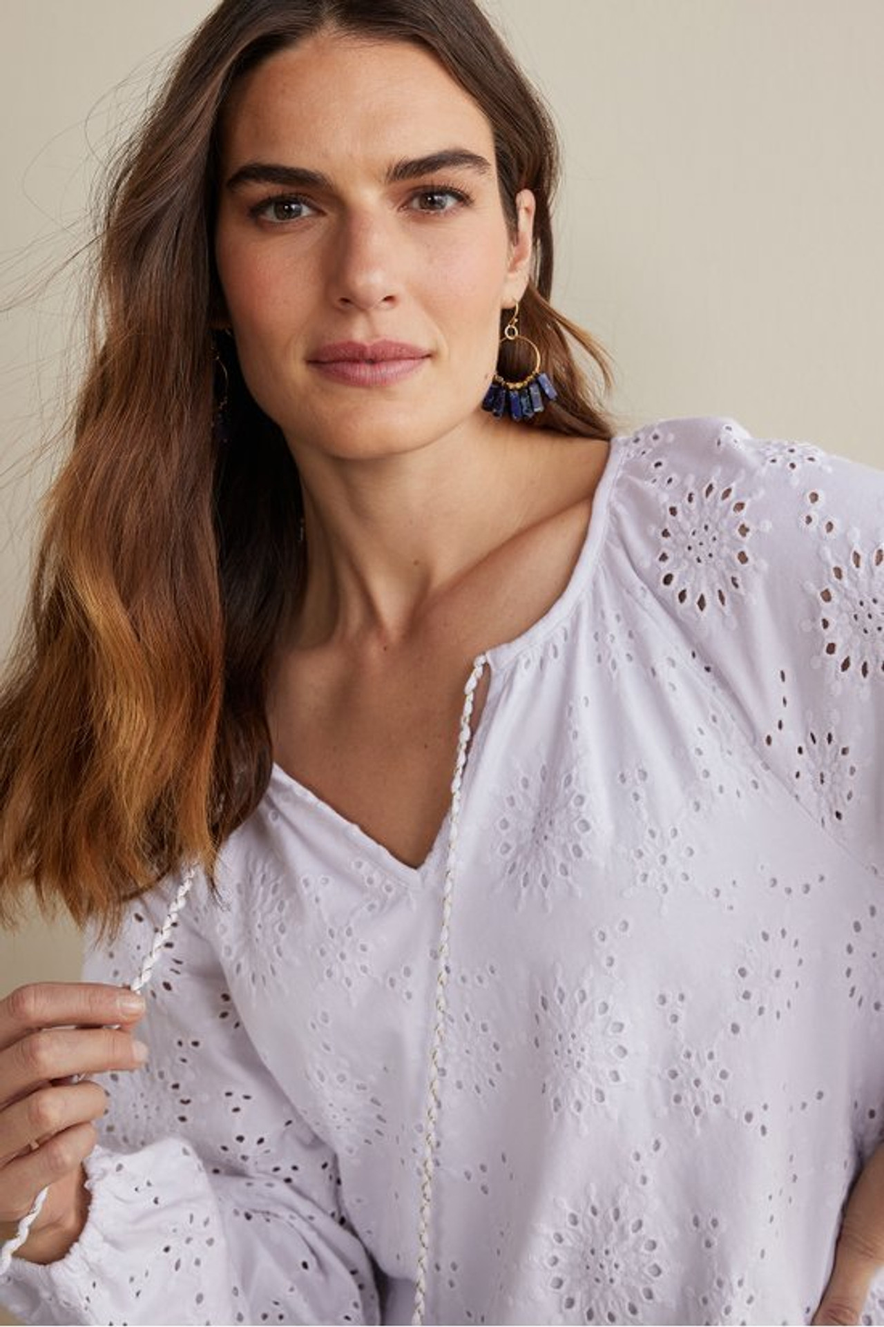 Rhiannon Eyelet Peasant Top