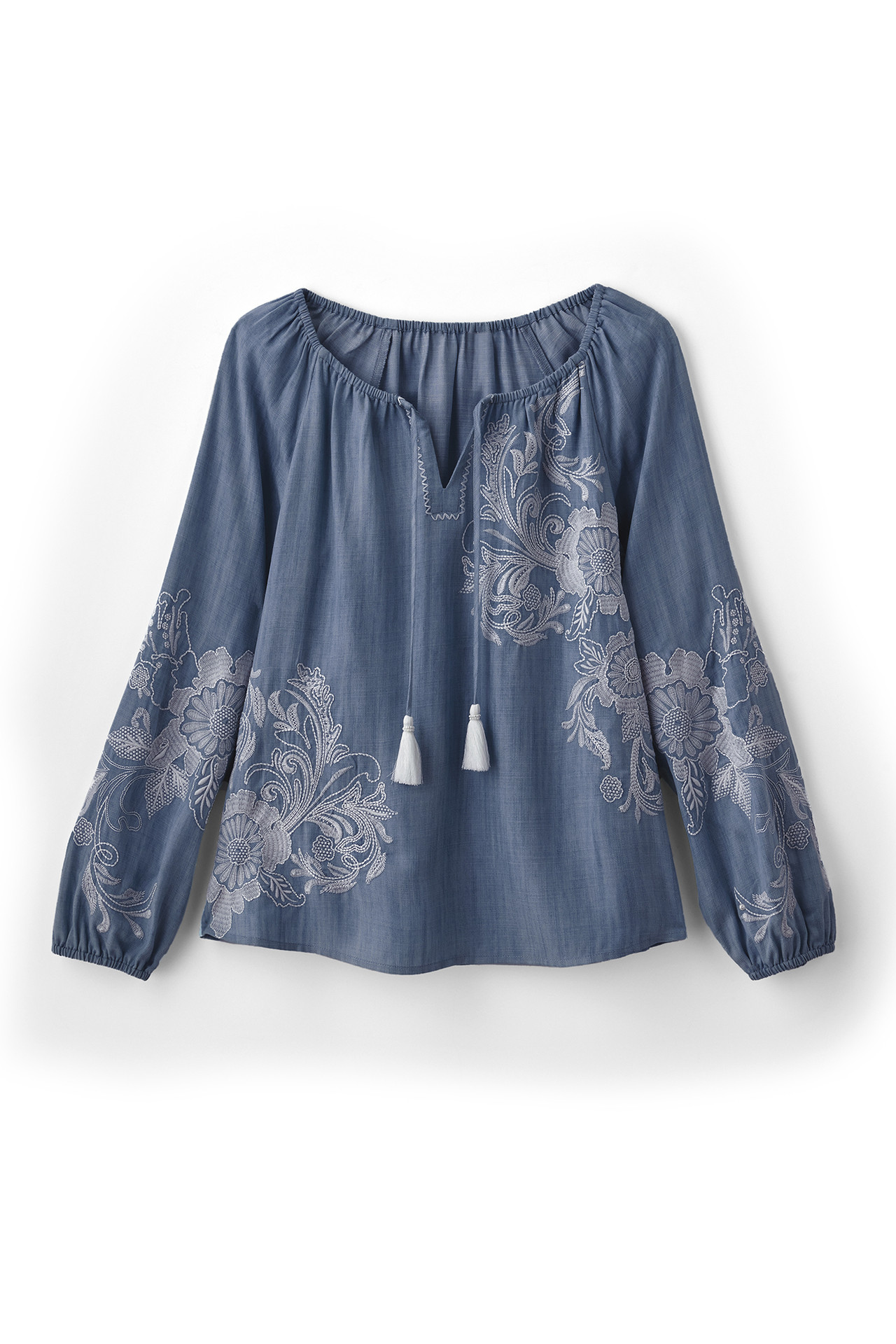 Diya Embroidered TENCEL™ Peasant Top