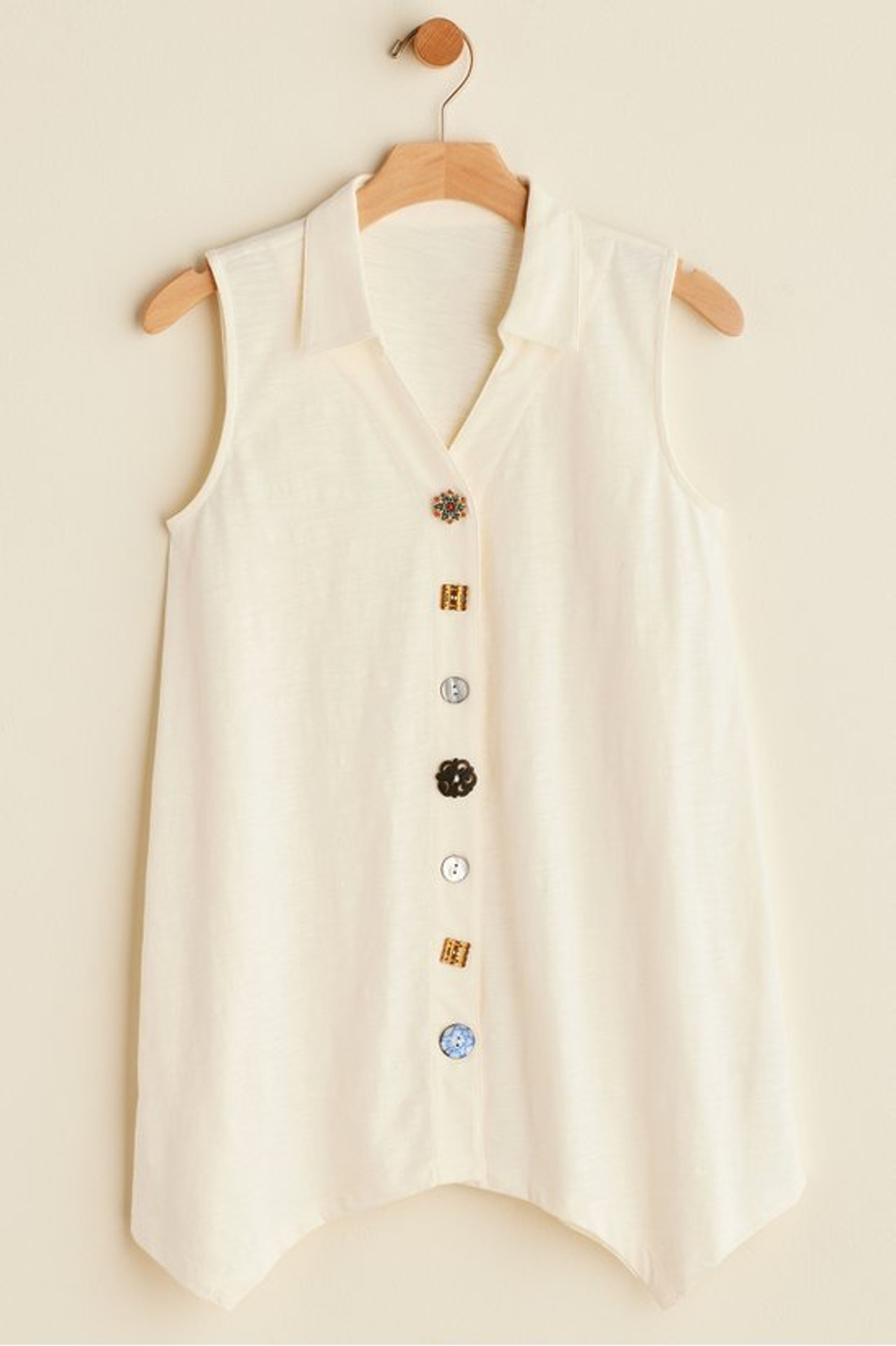 Danielle Button Sleeveless Tunic1253